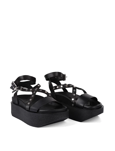 Жіночі сандалі шкіряні чорні - фото 2 - Miraton