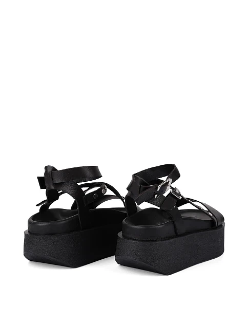 Жіночі сандалі шкіряні чорні - фото 3 - Miraton