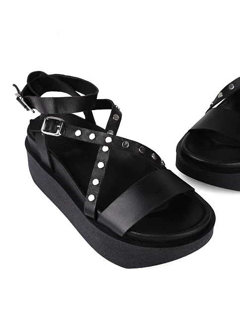 Жіночі сандалі шкіряні чорні - фото 4 - Miraton