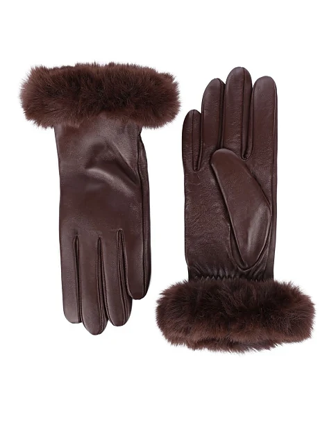 Рукавички шкіряні коричневі - фото 1 - Miraton