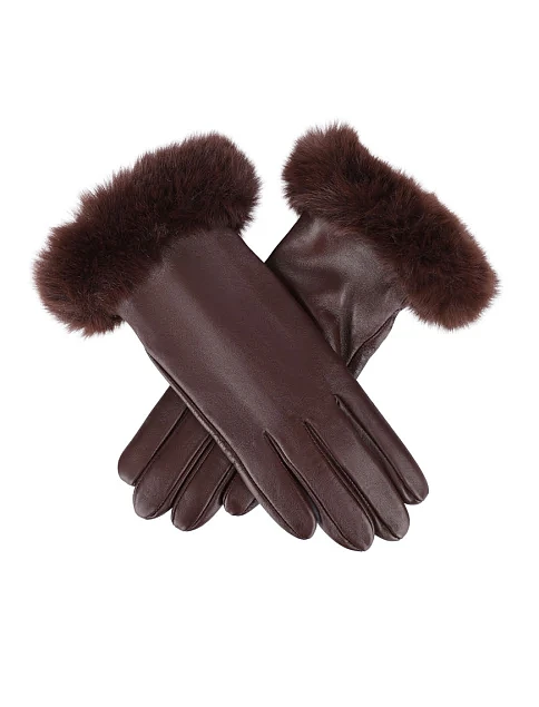 Рукавички шкіряні коричневі - фото 2 - Miraton