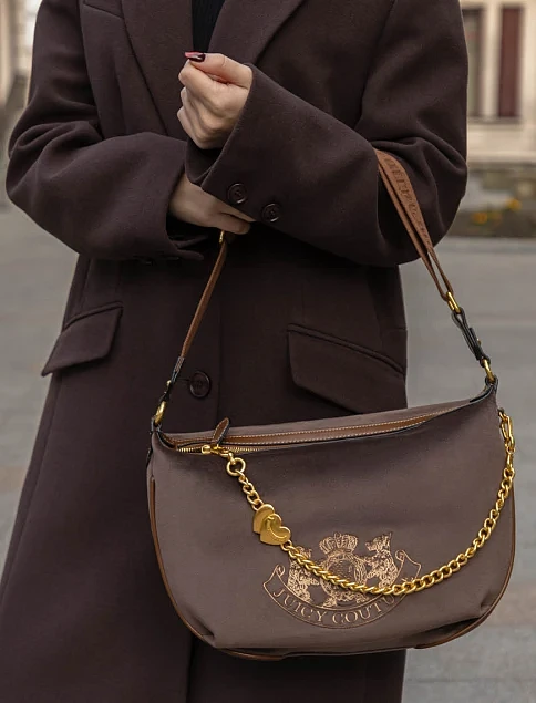 Жіноча сумка через плече тканинна коричнева - фото 2 - Miraton