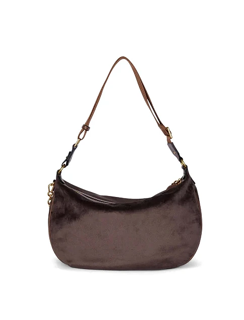 Жіноча сумка через плече тканинна коричнева - фото 3 - Miraton