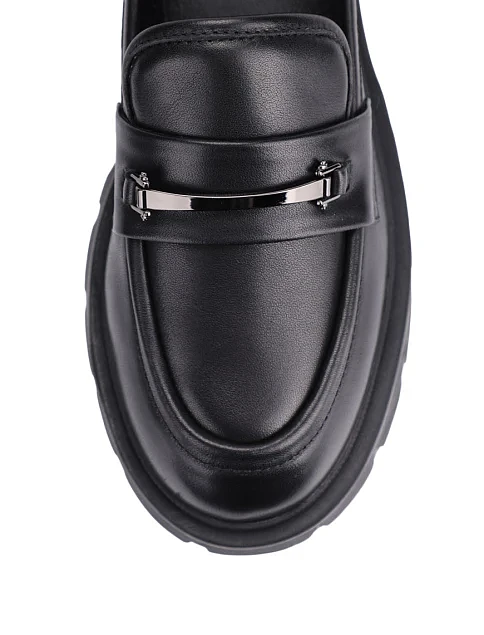 Женские туфли лоферы MIRATON кожаные черные - фото 5 - Miraton