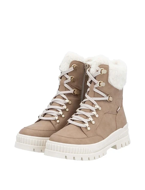 Женские ботинки Rieker из экокожи бежевые - фото 3 - Miraton