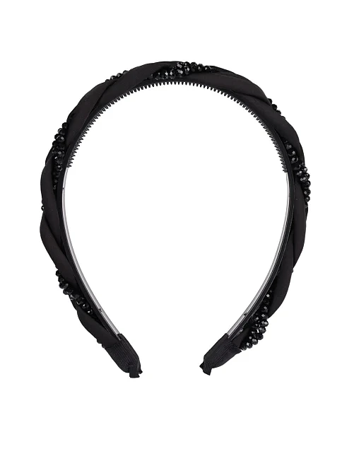 Обруч чорний плетений з камінням - фото 1 - Miraton