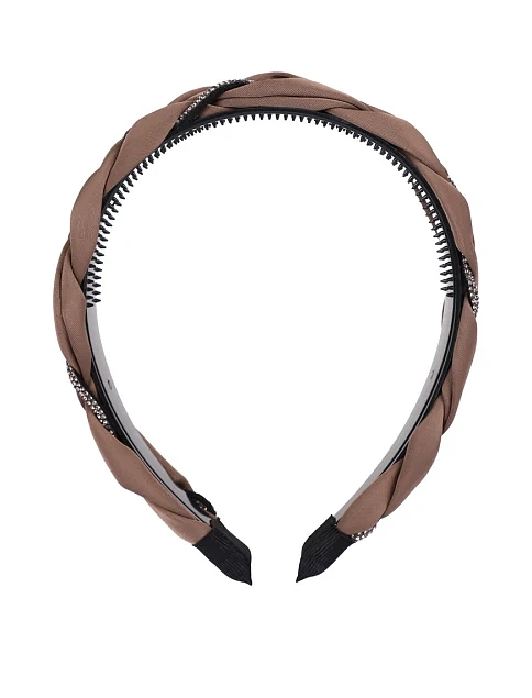 Обруч коричневий плетений з камінням - фото 1 - Miraton