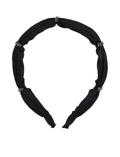 Обруч чорний тканинний з камінням - фото 1 - Miraton