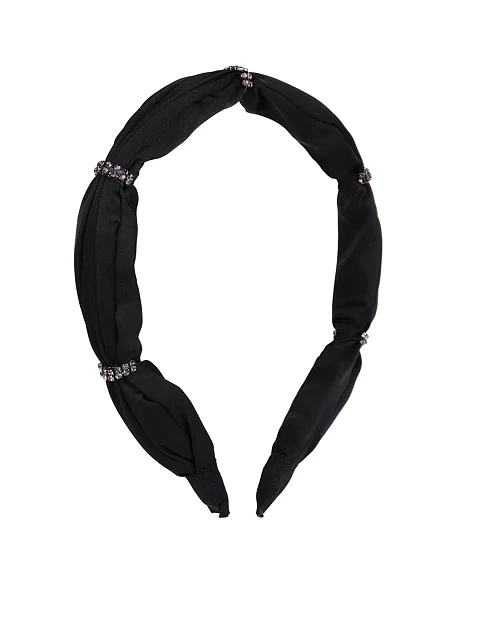 Обруч чорний тканинний з камінням - фото 2 - Miraton