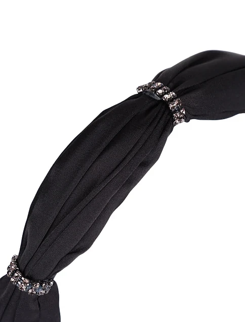 Обруч чорний тканинний з камінням - фото 3 - Miraton