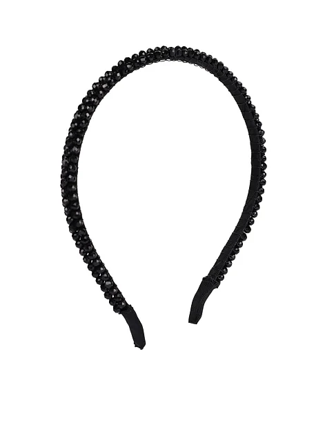 Обруч тонкий чорний з камінням - фото 2 - Miraton