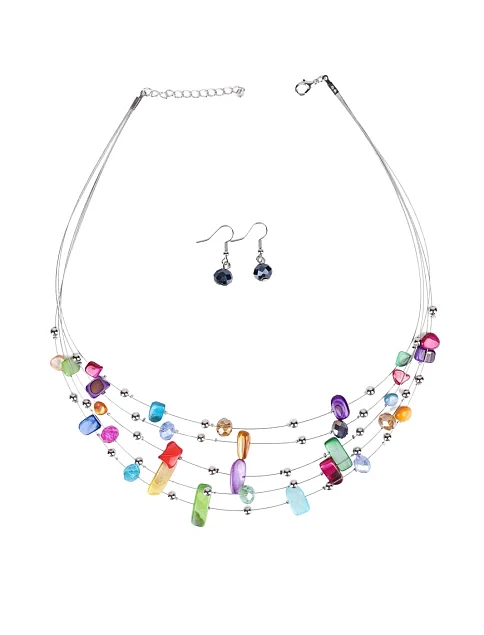 Набір з кольє та сережок з різнокольорових намистин - фото 1 - Miraton