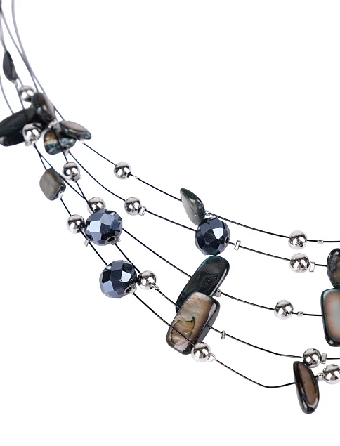 Набор из колье и сережек из разноцветных бусин - фото 2 - Miraton