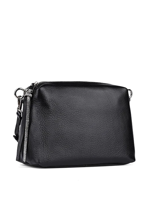 Женская сумка через плечо кожаная черная - фото 3 - Miraton