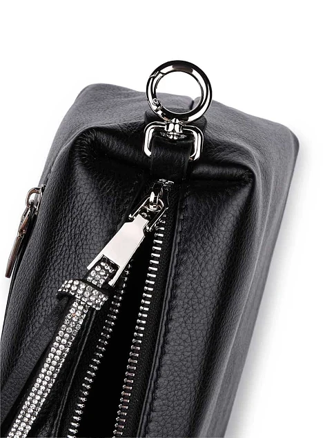 Женская сумка через плечо кожаная черная - фото 6 - Miraton