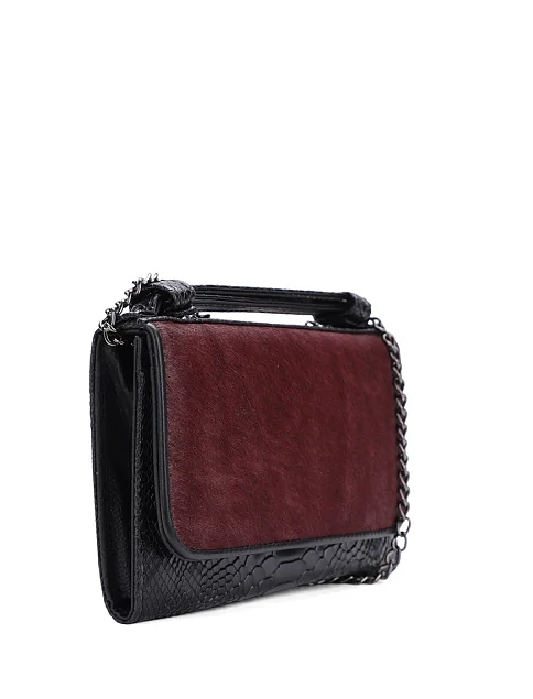 Кошелек на цепочке кожаный черный - фото 2 - Miraton