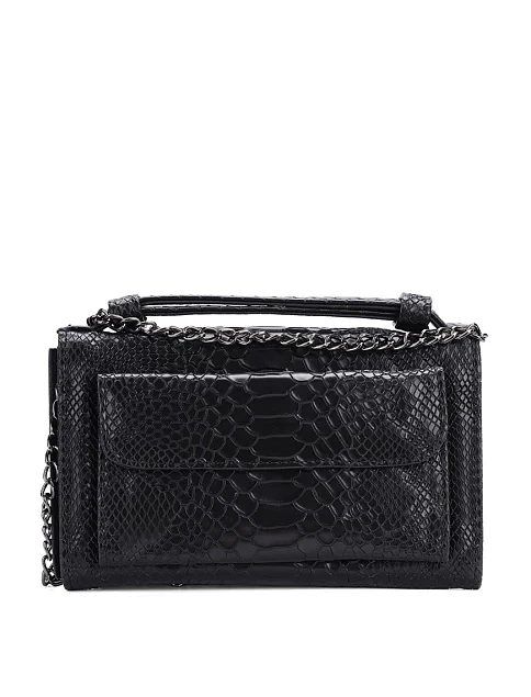 Кошелек на цепочке кожаный черный - фото 3 - Miraton