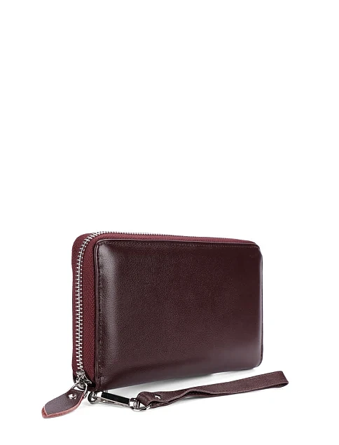 Кошелек на молнии кожаный коричневый - фото 2 - Miraton