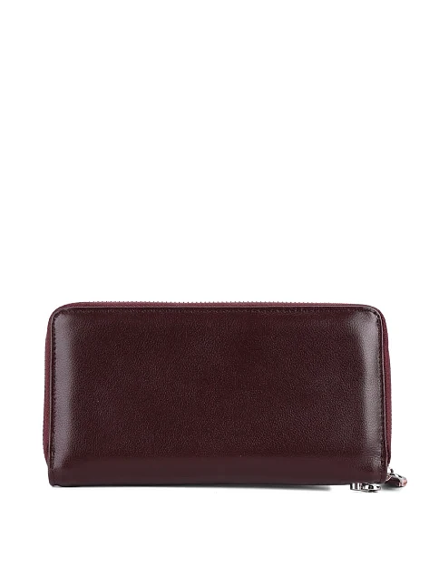 Кошелек на молнии кожаный коричневый - фото 3 - Miraton