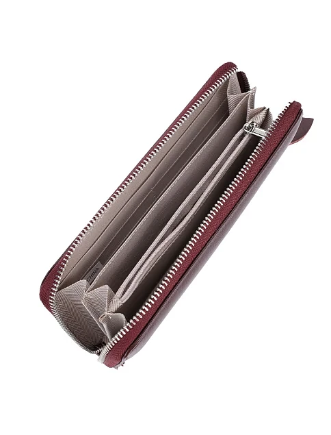 Кошелек на молнии кожаный коричневый - фото 4 - Miraton