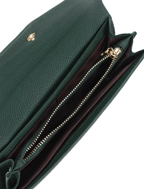 Гаманець-конверт шкіряний зелений на кнопці - фото 4 - Miraton