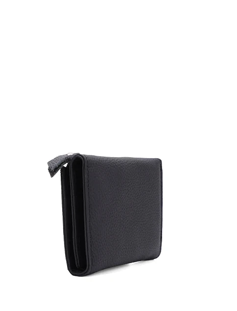 Кошелек на кнопке кожаный черный - фото 2 - Miraton