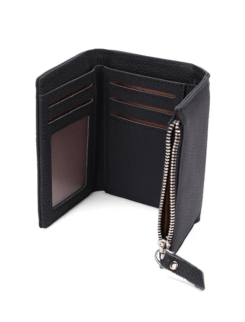 Кошелек на кнопке кожаный черный - фото 4 - Miraton