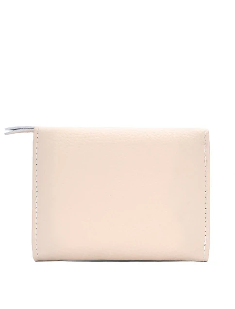 Кошелек на кнопке кожаный бежевый - фото 1 - Miraton