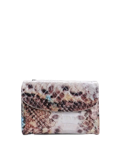 Кошелек кожаный со змеиным принтом - фото 1 - Miraton