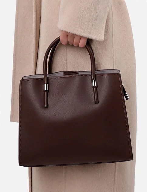 Жіноча сумка тоут шкіряна коричнева - фото 1 - Miraton