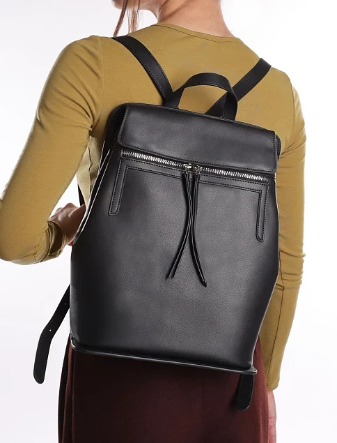 Женский рюкзак кожаный черный - фото 1 - Miraton