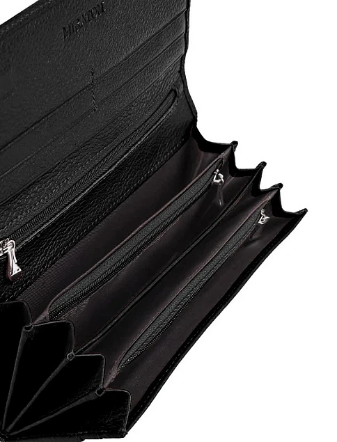 Кошелек на магните кожаный черный - фото 4 - Miraton