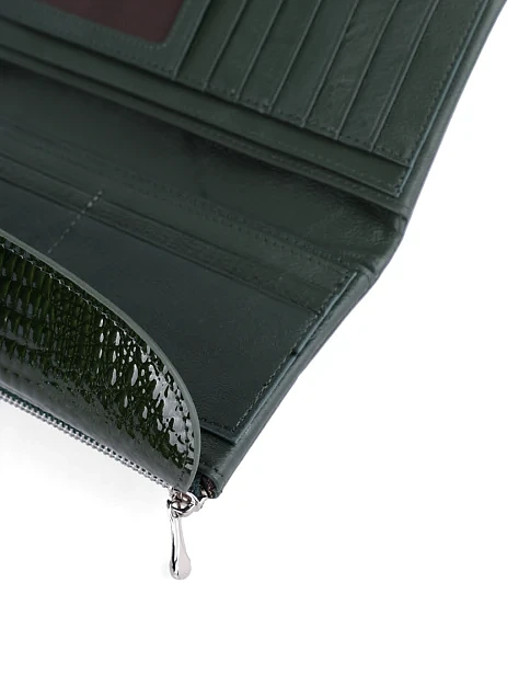 Кошелек на магните кожаный зеленый - фото 4 - Miraton