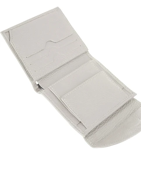 Кошелек на магните кожаный молочный - фото 4 - Miraton