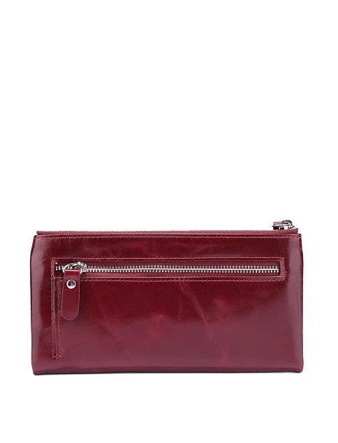 Гаманець на блискавці шкіряний бордовий - фото 3 - Miraton