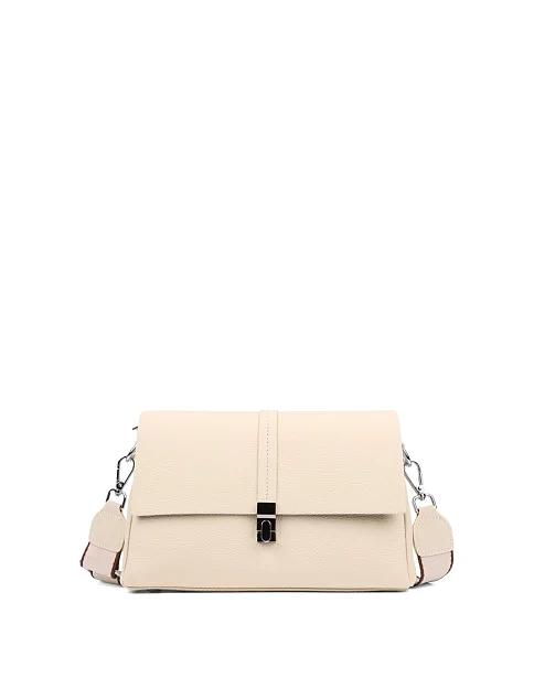 Женская сумка кросс-боди кожаная молочного цвета - фото 1 - Miraton