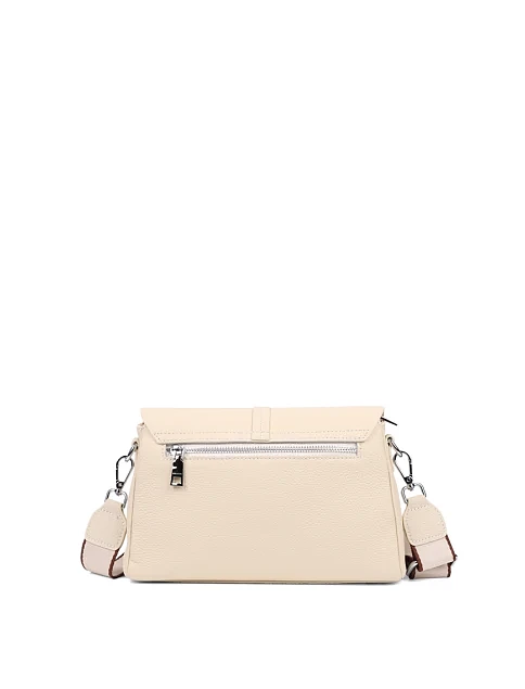 Женская сумка кросс-боди кожаная молочного цвета - фото 3 - Miraton