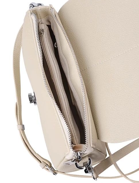 Женская сумка кросс-боди кожаная молочного цвета - фото 5 - Miraton