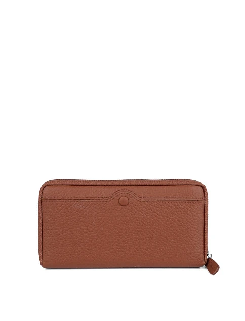 Кошелек на молнии кожаный коричневый - фото 1 - Miraton