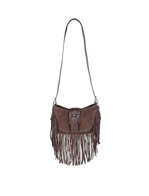 Женская сумка через плечо MIRATON замшевая зеленая - фото 5 - Miraton