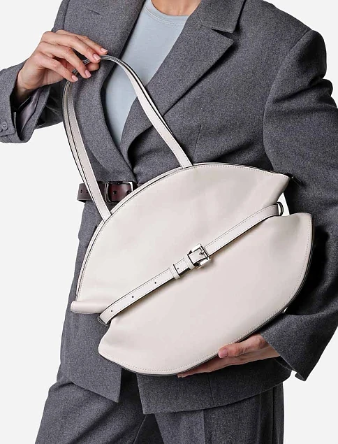 Женская сумка через плечо MIRATON кожаная белая - фото 2 - Miraton