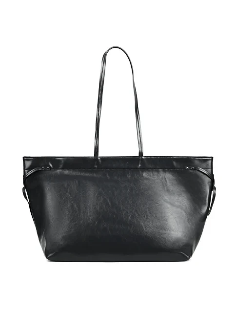 Женская сумка шоппер кожаная черная - фото 4 - Miraton