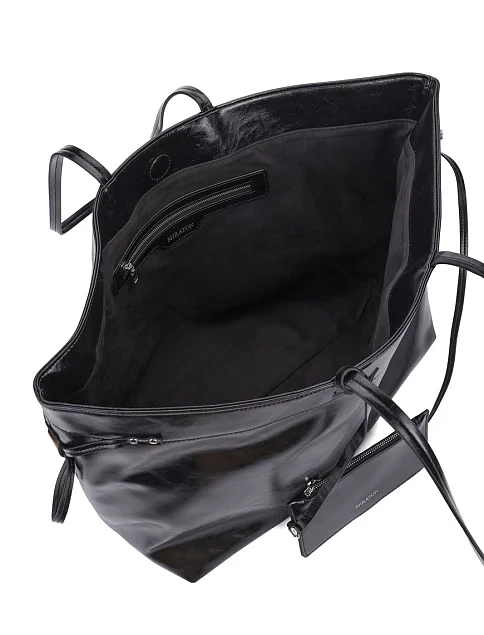 Женская сумка шоппер кожаная черная - фото 6 - Miraton