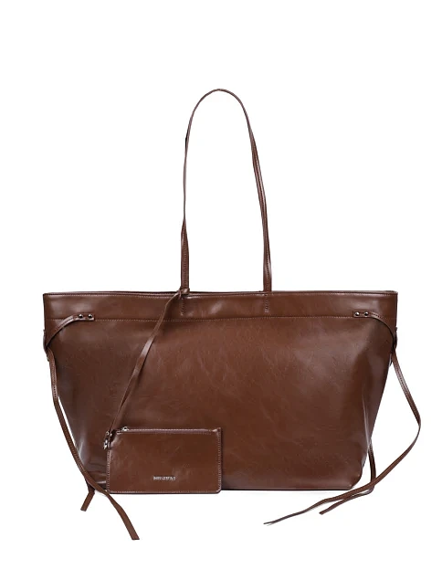 Женская сумка шоппер кожаная коричневая - фото 1 - Miraton