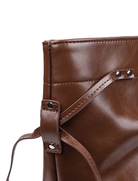 Женская сумка шоппер кожаная коричневая - фото 4 - Miraton