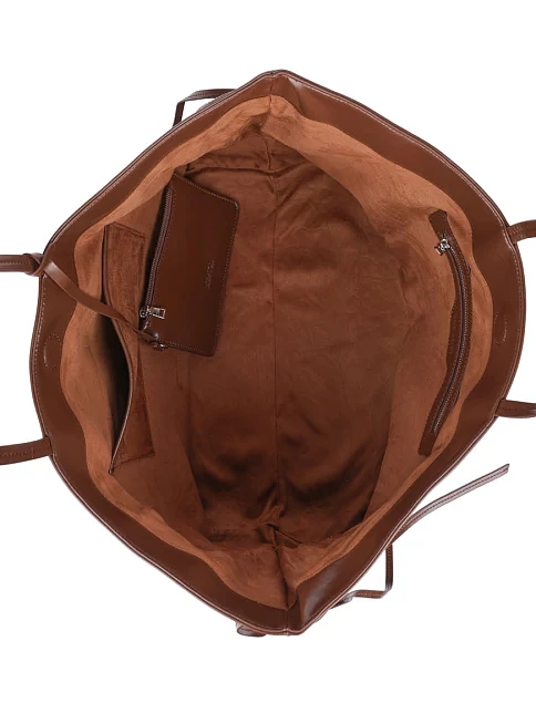 Женская сумка шоппер кожаная коричневая - фото 5 - Miraton