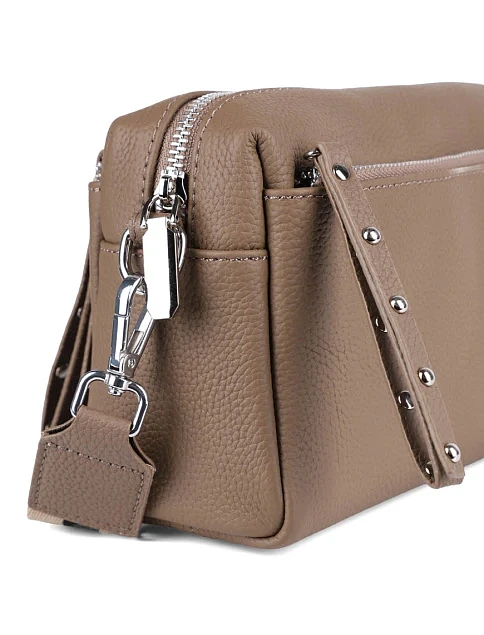 Женская сумка camera bag MIRATON кожаная бежевая - фото 4 - Miraton