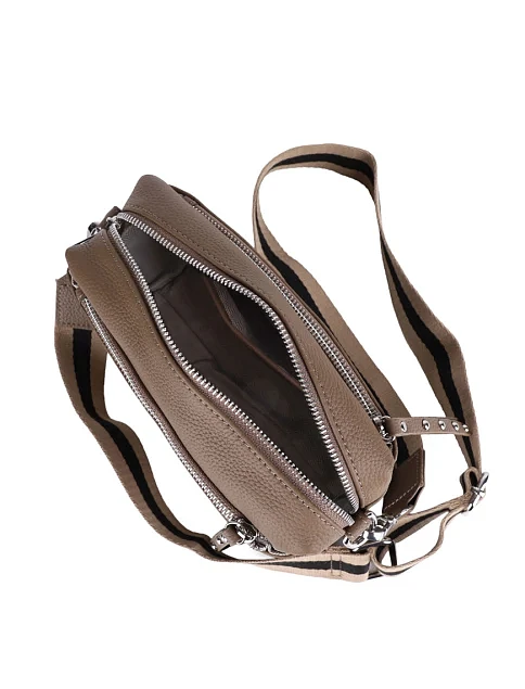 Женская сумка camera bag MIRATON кожаная бежевая - фото 5 - Miraton