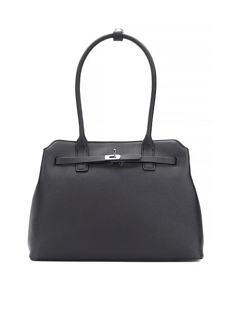 Женская сумка тоут кожаная черная - фото 1 - Miraton