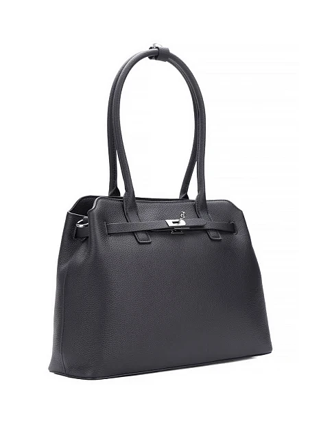 Женская сумка тоут кожаная черная - фото 3 - Miraton